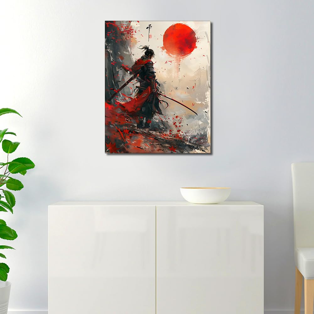 TUMOVO DIY Paint by Number for Adult, Warrior with Sword Painting by Numbers, Crimson Sun Adult Paint by Numbers Kits on Canvas, 16X20 Inch Paint by Numbers for Beginner Frameless TUMOVO