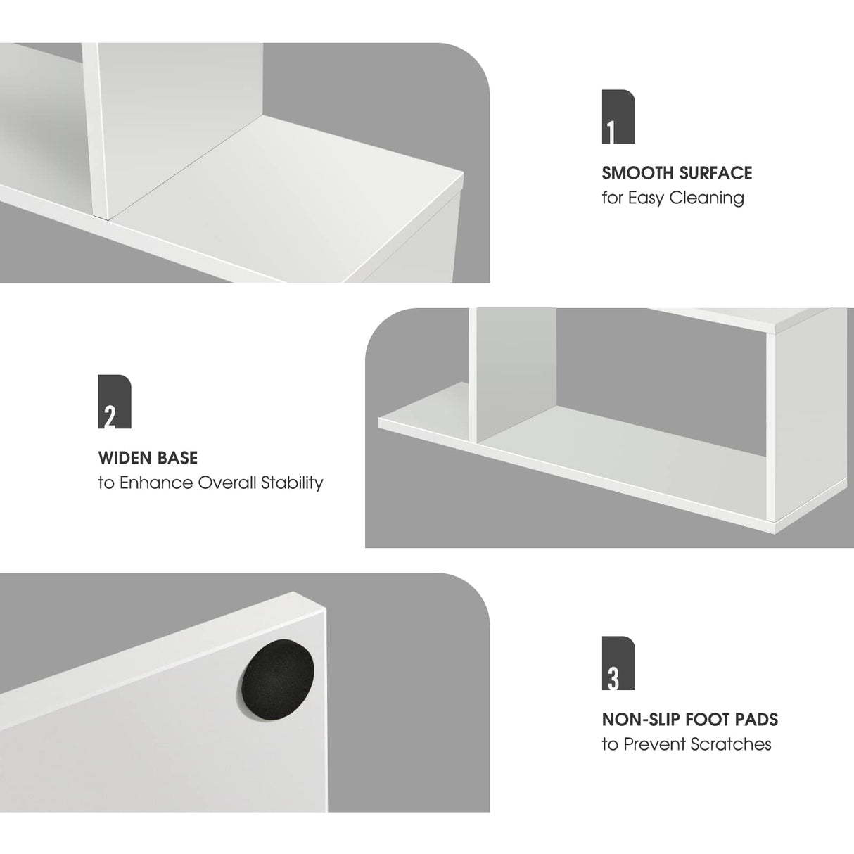 Giantex Geometric Bookcase White, S-Shaped Wooden Bookshelf, 6-Tier Modern Freestanding Decorative Storage Display Shelves for Bedroom, Living Room Giantex