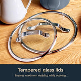 Ninja NeverStick Ceramic Pro 14-Piece Cookware Set, Non-Stick Pots & Pans Set with Glass Lids, Ceramic Coated, Stainless Steel, Stove to Oven Safe, All Stovetops & Induction Compatible, Blue CW39014MM Ninja