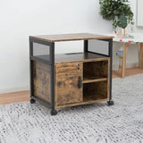 Unikito Lateral File Cabinet, Locking Office Filing Cabinets with Socket and USB Charging Port, Modern Rolling Printer Stand with Storage for A4, Letter Size and File Folders, Rustic Brown Unikito