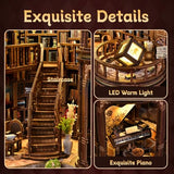 DIY Miniature House Kit, Book Nook Kit, 3D Wooden Puzzles Bookshelf Craft Kits, Dollhouse Kit with LED Light, Mini Building Kit for Adults Teen to Build (Dreamy Book Hall)