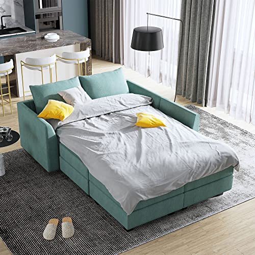 HONBAY Convertible Modular Sectional Sofa U Shaped Modular Couch with Reversible Chaise Modular Sectional Couch with Storage, Aqua Blue HONBAY