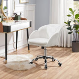 Yaheetech White Desk Chair Vanity Chair with Back Modern Faux Leather Swivel Rolling Office Computer Armchair for Living Room, Bedroom Yaheetech