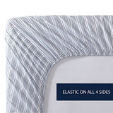 Nautica - Full Fitted Sheet, Cotton Percale Bedding, Casual Home Decor (Beaux Stripe Blue, Full) Nautica