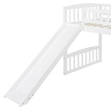 Merax Twin Size Loft Bed with Slide and Ladder, White Wooden Bed Frame, No Box Spring Needed Merax