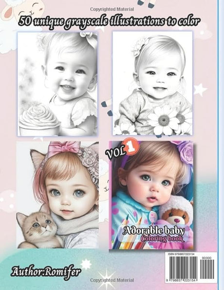 Adorable Baby coloring book vol2: Colouring pages for adults,beautiful babies for Relaxation and Stress Relief,scene of flowers, animals, toys and much more WoodArtSupply