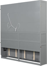 Twin Horizontal Murphy Bed with Storage Cabinet, LED Light and Charging Station,Wood Folding Murphy Wall Bed Cabinet with Bookcase and Shelves for Adult (Grey) MERITLINE