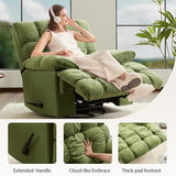 SITJOY Oversized Power Swivel Rocker Recliner Chair, Overstuffed Extra Wide Rocking Chair for Big and Tall, Glider Recliner Nursery Chair, Soft Breathable Fabric in Green, Manual