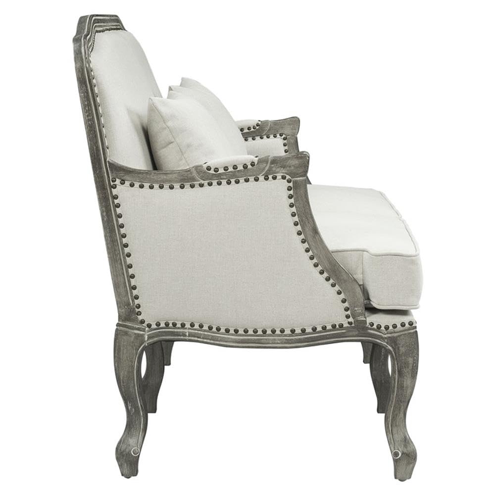 Acme Furniture Upholstered Sofa with Nailhead Trim, Cream and Brown Acme