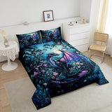 Feelyou Dragon Comforter Set Twin Size Comforter for Boys Girls Teens Wild Life Bedding Set Jungle Dragon Duvet Set Room Decor Balck Blue Quilt Set Feelyou