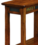 Leick Home Sibley End Table, Solid Wood, 12 in. Wide, Slate Tile Detail, 1 Lower Shelf, Narrow Width, Easy-Assembly, Rustic Oak, 24.0 in. L x 12.0 in. W x 24.0 in. H, 10060 Leick Home
