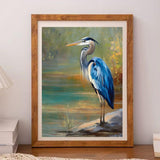 CDYCNXZ Blue Heron Diamond Art Kit for Adults, Nature Wildlife Animal Diamond Painting for Beginners, Bird Round Gemstone Artwork Home Wall Decoration 12x16 inch CDYCNXZ