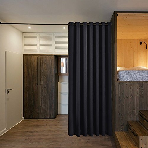 NICETOWN Lower Noise Room Divider Curtain Screen Partitions, Blackout Sound Reducing Divider Room Panel for Doorway/Glass Window/Sliding Door/Patio (1 Panel, 7ft Tall x 8.3ft Wide, Black) NICETOWN
