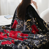 JML Soft Fleece Blanket King Size, Heavy Korean Blanket, 85x95 Inches- 9 Lbs, Single Ply, Fluffy Thick Warm Breathable Home Decor, Cozy Fuzzy Winter Bedding, Floral Embossing Pattern, Flower JML