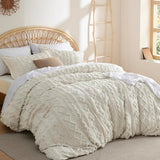 Bedsure Boho Twin Duvet Cover, Soft & Comfortable Elegant Design Boho Bedding for Decoration, Machine Washable Comforter Cover for All Seasons,Includes 1 Duvet Cover & 1 Pillow Sham,Beige Bedsure