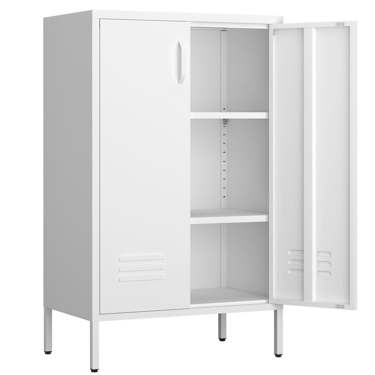 IRONFFICE Metal Storage Cabinet,2 Door Metal Locker Storage Cabinet,White Accent Locker Cabinet with Shelves,Sideboard Cabinet for Living Room,Entryway IRONFFICE