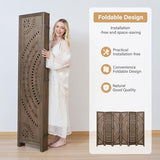 5.6 Ft Folding Room Divider, Portable Privacy Screen & Partition, No Assembly Required for Use as Cat Litter Box Cover, Clutter Hider, Room Separator, 6 Panels (Brown) Svimi