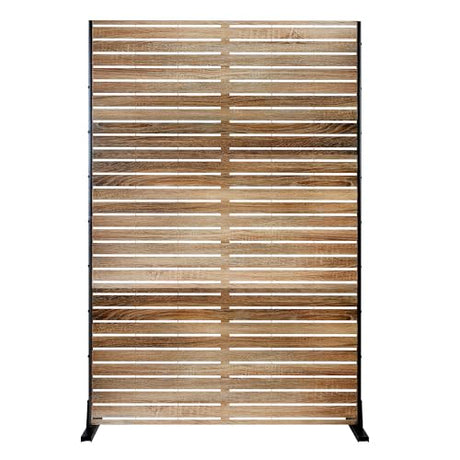 YESUNEED Metal Privacy Screen Outdoor Freestanding Privacy Wall Panels and Decorative Patio Dividers, Crafted from Steel with Sun-Proof Design, Ideal for Patio,Garden,72"H×47"L（Wooden-color-3 Panels) YESUNEED