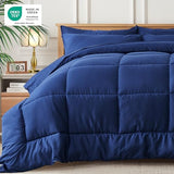 Newspin Full Comforter Set Blue - Bed in a Bag Full Size 7 Pieces, All Season Bed Set, Fluffy Comforter Set with Sheets, Sheet Set Quilt Blanket, Pillowcases & Shams Newspin