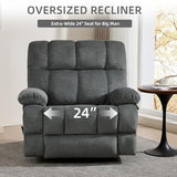 ParlorDream Oversized Rocker Recliner Chair, Overstuffed Extra Wide Manual Rocking Recliner, Adults Chair for Big Man, Reclining Sofa Chairs for Living Room,Grey