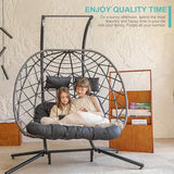 SWITTE Double Egg Swing Chair with Stand, 2 Person Outdoor Indoor Hammock Hanging Chair with Cushion for Patio Living Room 550 LBS Capacity-Dark Grey SWITTE