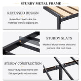 SHA CERLIN King Size Bed Frame with Headboard Shelf and Strong Metal Foundation, No Box Spring Needed, Black SHA CERLIN