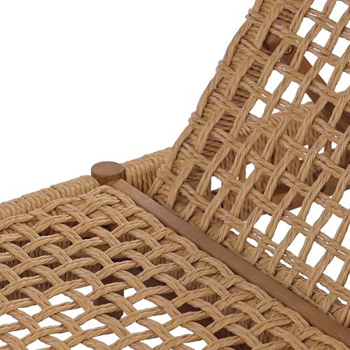 Christopher Knight Home Mercer Acacia Wood Chaise Lounge Chair Outdoor, Poolside Sun Lounger Recliner with Wicker Seat, Patio Outdoor Chaise Lounge, Adjustable Backrest Lounge Sofa, Teak+Light Brown