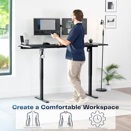 VIVO Electric 71 x 30 in Standing Adjustable Gaming Desk with Hidden Cable Trays, Full-Size Mouse Pad, Holds 220 lbs, Black Top Black Frame, DESK-KIT-1B6-P3B-71 VIVO