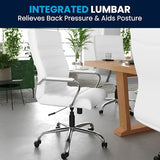 Flash Furniture Whitney High-Back Swivel LeatherSoft Desk Chair with Padded Seat and Armrests, Adjustable Height Padded Office Chair, White/Chrome Flash Furniture
