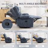 Coziture 360°Swivel Rocker Recliner Chair,Rocking Recliner Chair with Adjustable Headrest for Adults,Upholstered Fabric Rocking Chair Swivel for Bedroom,Living Room,Blue
