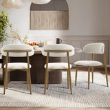 UVV Dining Chairs Set of 4, Metal Kitchen Chairs with Modern Fabric Upholstered for Dining Room, Beige UVV