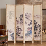 Svimi Oriental Style 4 Panel Room Divider and Folding Screen Room Divider,Freestanding Partition Screen,67″H x 64″W (Landscape, Bamboo Curtain) Svimi