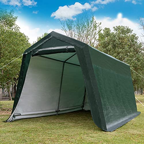 Tangkula 10x10 Ft Outdoor Storage Shelter, Patio Storage Tent, Enclosed Carport Shed w/All-Steel Metal Frame and Waterproof Ripstop Cover, Outdoor Garage Tent with Sidewalls Tangkula