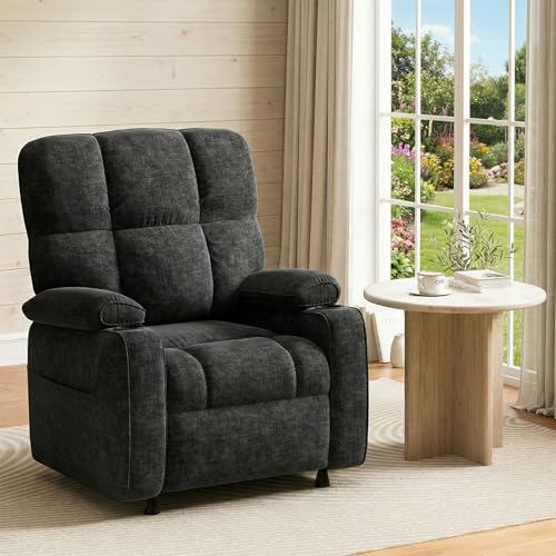 AMADA HOMEFURNISHING Power Recliner Chair for Adults, Infinite Adjustable Chenille Electric Recliner with Cup Holder, Remote, USB Port, Side Pockets & Thick Seat Cushion, for Living Room & Bedroom