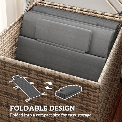 Outsunny Outdoor Lounge Chair Cushion Set of 2, 80" x 26" UPF50+ 230gsm Olefin and 25D High-Density Foam, Foldable Patio Chaise Lounge Cushion Set, Fade Resistant for Lawn Pool, Dark Gray