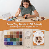 LSMARZJZ 3D Beaded Animal Kit for Adults & Beginners, Complete Bead Embroidery Kit for DIY Crafting and Stress Relief, for Desktop Home Decor and Thoughtful Gifts, with Instructions (Set F)