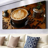 Coffee Diamond Art Kits for Adults, DIY Diamond Painting Food Paint by Numbers Kit for Beginners, 5D Full Drill Diamonds Gem Arts and Crafts for Home Wall Decor Gifts, Hobbies for Women 28x56inch N3-9 HUAYIJON