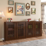 LKTART Buffet Cabinet Sideboard with Storage, Mid Century Modern Accent Credenza Cabinet with Doors & Shelves, Wood Coffee Bar Console Table for Dining Room,Kitchen,Entryway-Walnut LKTART