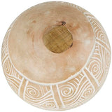 Deco 79 Mango Wood Handmade Decorative Ball Orbs & Vase Filler with Carved Tribal Patterns, Set of 2 5", 4" W, Cream Deco 79