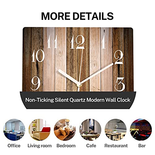 ArtSocket Wooden Wall Clock Silent Non-Ticking, Brown Wood Barn Board Pine Plank Retro Square Rustic Coastal Wall Clocks Decor for Home Kitchen Living Room Office, Battery Operated(12 Inch) ArtSocket