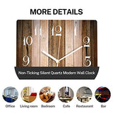 ArtSocket Wooden Wall Clock Silent Non-Ticking, Brown Wood Barn Board Pine Plank Retro Square Rustic Coastal Wall Clocks Decor for Home Kitchen Living Room Office, Battery Operated(12 Inch) ArtSocket