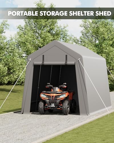VerisShade 10 x 15 ft Carport Storage Shed, Shelter Logic with 2 Roll-up Zipper Door, Heavy Duty Waterproof Tarp, Storage Tent for ATV, Motorcycle, Bike, Garden Tools, Firewood VerisShade