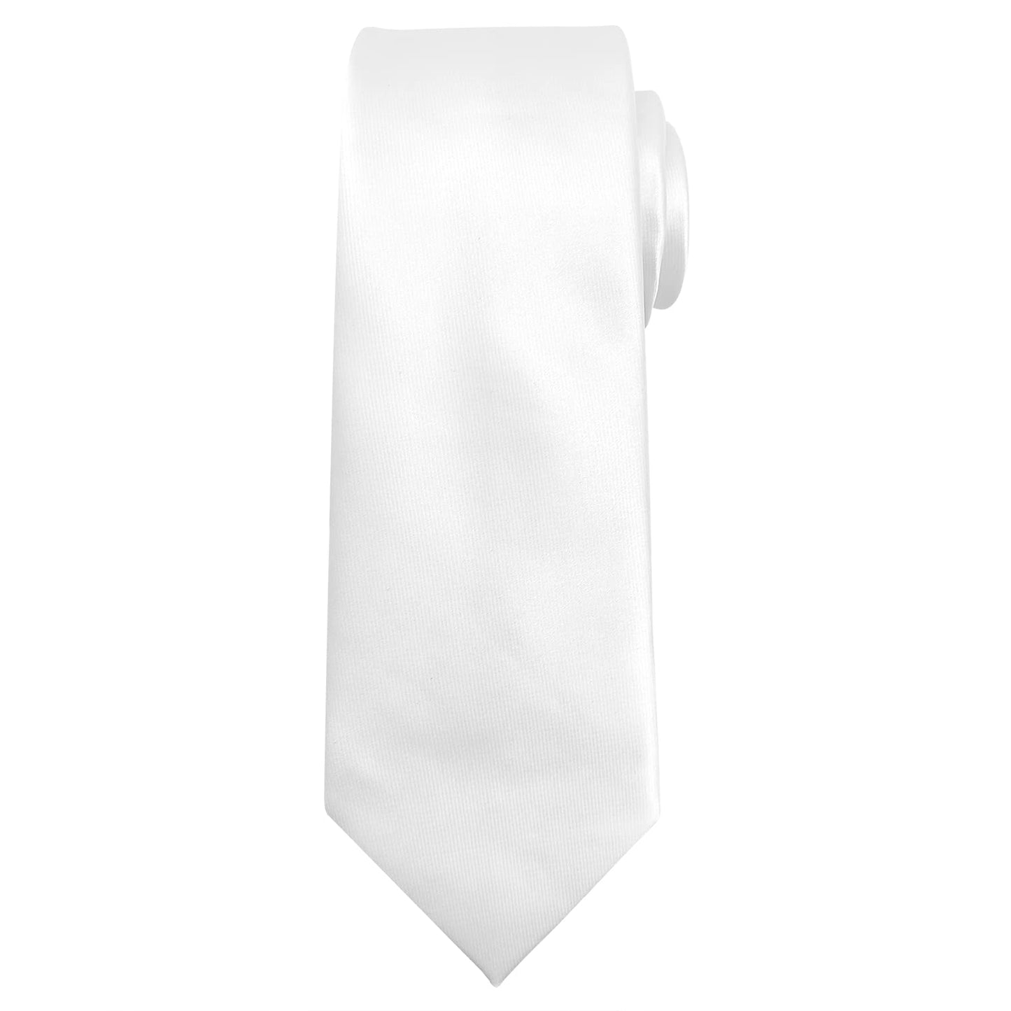 Murong Jun Men's Ties Solid Color Pure Polyester Plain Necktie White Ties For Men