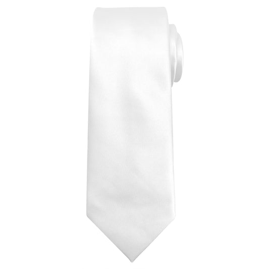 Murong Jun Men's Ties Solid Color Pure Polyester Plain Necktie White Ties For Men