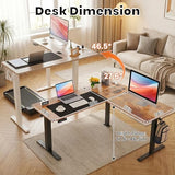 farexon 63x55 Inch L Shaped Standing Desk with Outlets, Electric Adjustable Height Stand Up Desk, Corner sit Stand Desk with Mouse Pad, Hook, Home Office Writing Gaming Computer Workstation, Oak Grey farexon