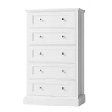 FACBOTALL 5 Drawer Dresser, 47.2" Tall White Dresser with 5 Drawers, Chest of Drawers Cabinet Wood Dresser for Hallway Living Room FACBOTALL