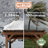 Backyard Discovery Saxony Wooden Grill Gazebo, Insulated Steel Roof, Cook Station, Barbeque, Patio, Deck, Withstand Wind and Snow, Corrosion Backyard Discovery