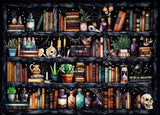 Bookshelf Stamped Cross Stitch Kits - Magical Book Counted Cross Stitch Kits for Beginners Adults Skull Needlepoint Cross-Stitch Patterns Dimensions Needlecrafts Embroidery Kits Arts and Crafts