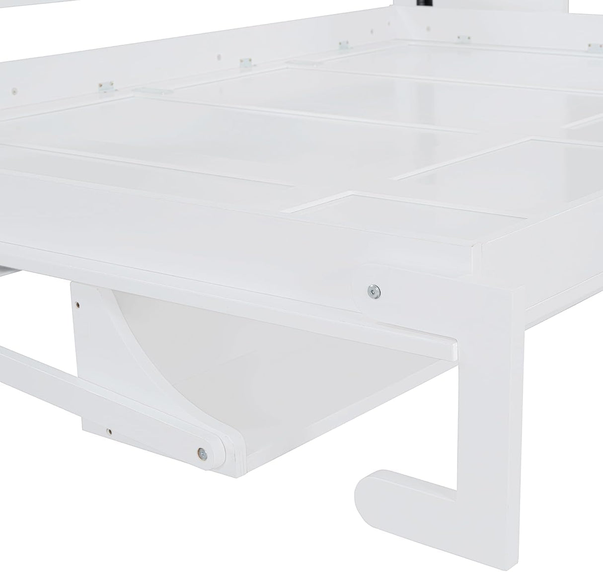 Virubi Queen Horizontal Hideaway Murphy Bed with Desk,Wood Fold Up Murphy Wall Bed for Adult,Guest Room Living Room (White,Queen) Virubi