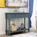 Harper & Bright Designs TREXM Daisy Series Console Table Traditional Design with Two Drawers and Bottom Shelf (Navy) Harper & Bright Designs